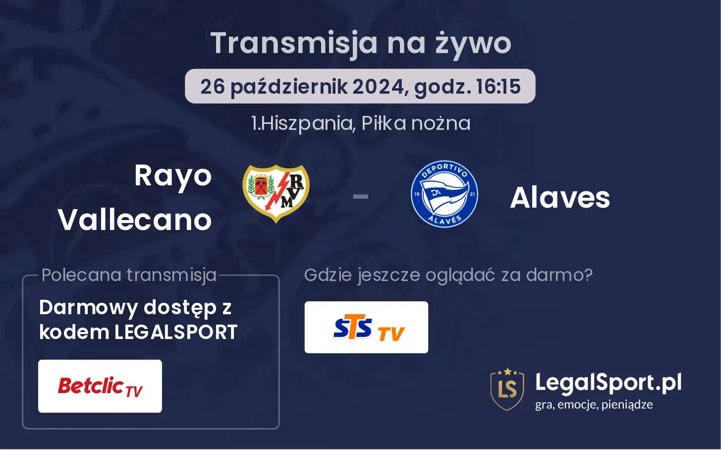 Rayo Vallecano - Alaves transmisja na żywo