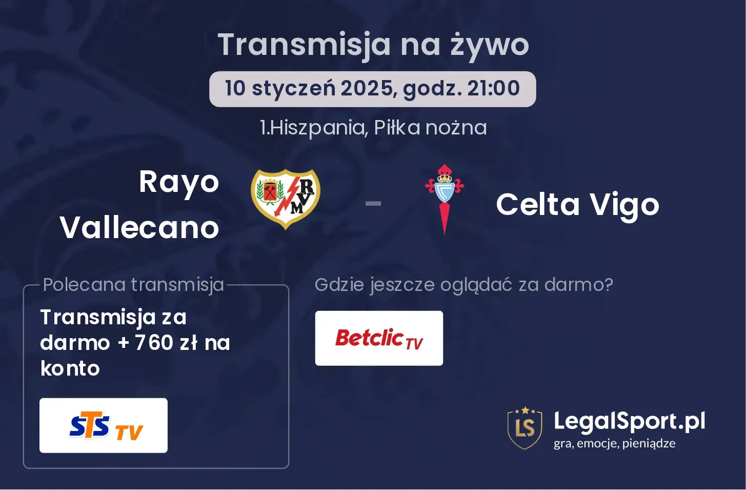 Rayo Vallecano - Celta Vigo transmisja na żywo