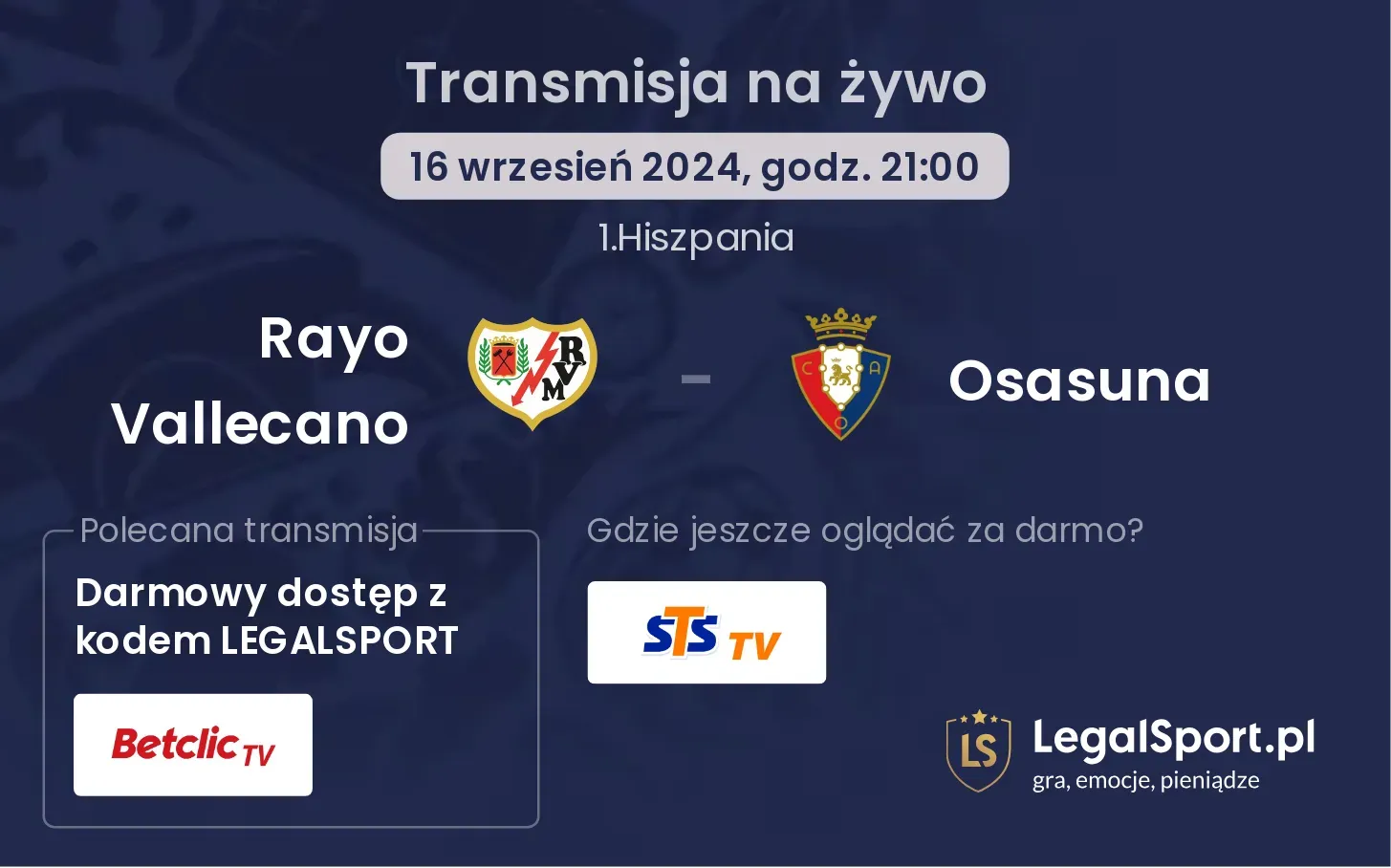 Rayo Vallecano - Osasuna transmisja na żywo