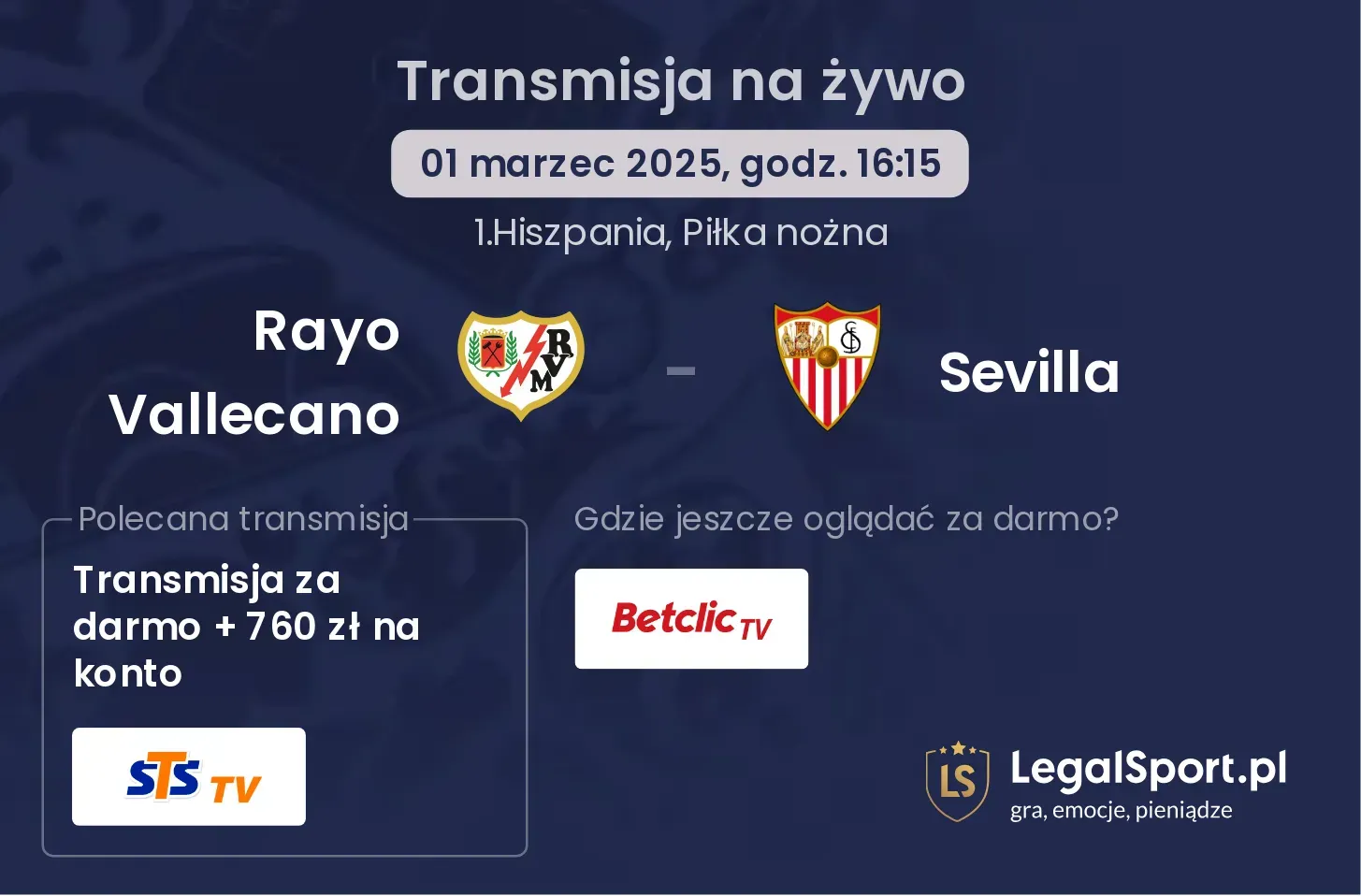 Rayo Vallecano - Sevilla transmisja na żywo