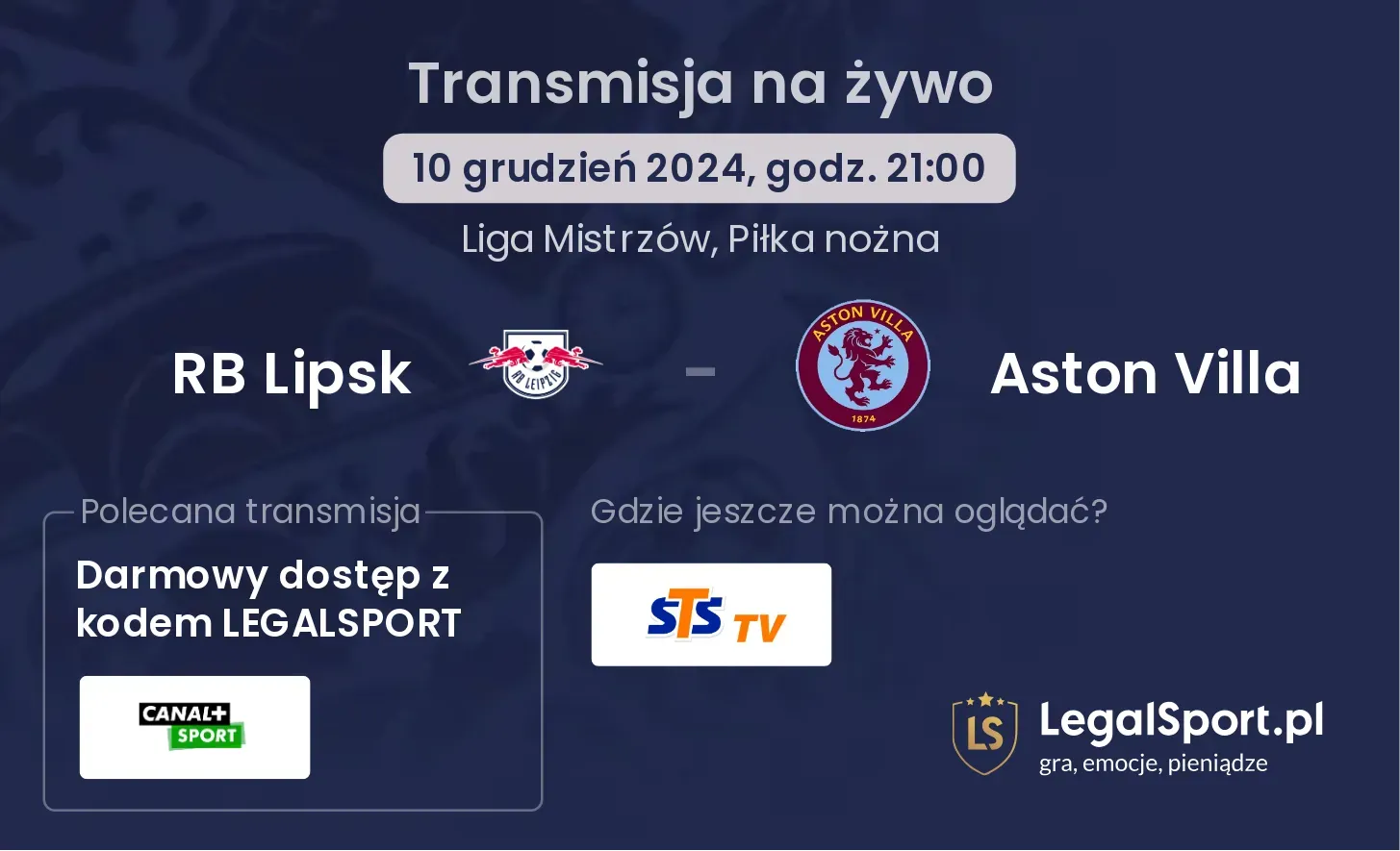 RB Lipsk - Aston Villa transmisja na żywo