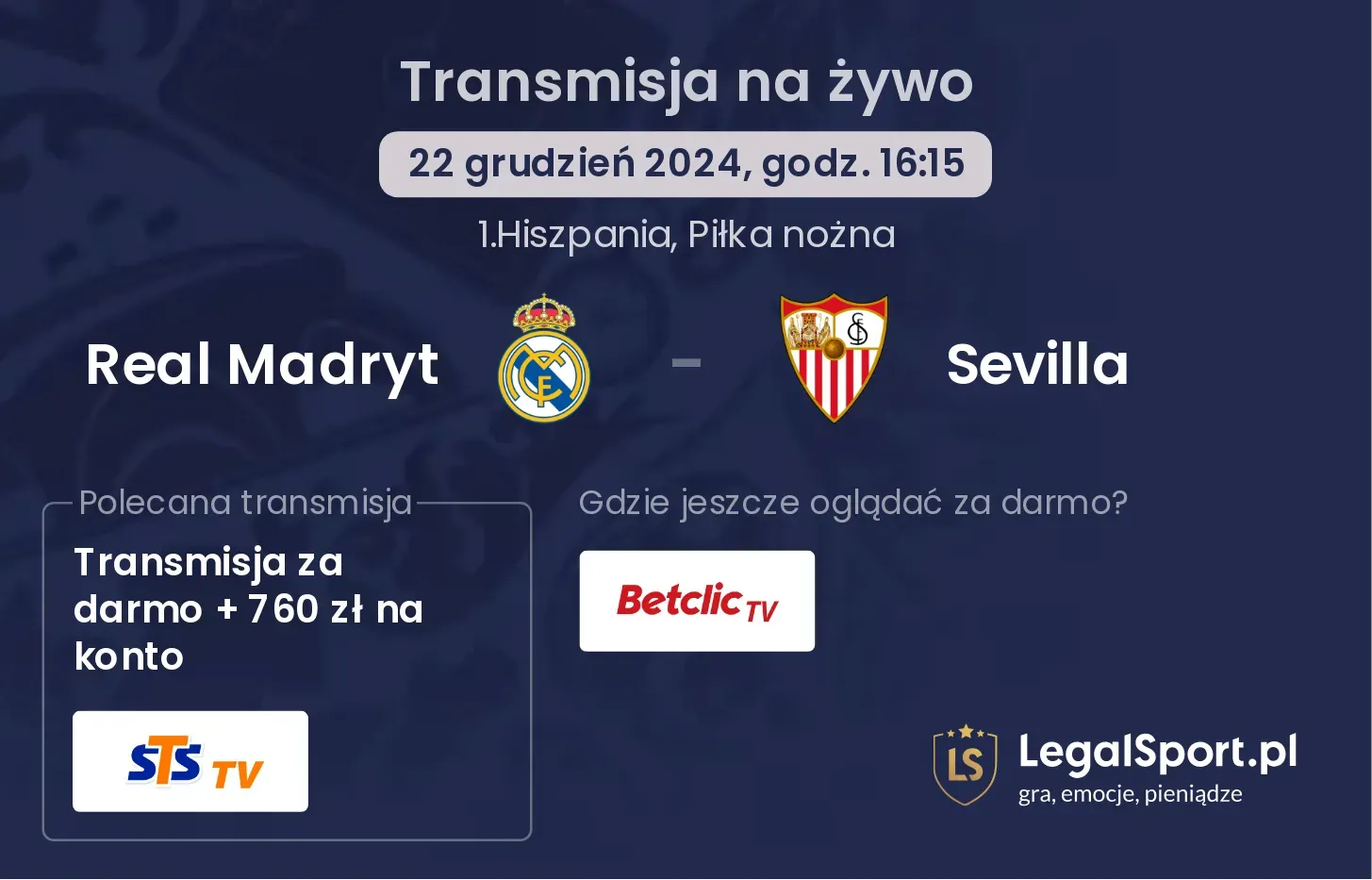 Real Madryt - Sevilla transmisja na żywo