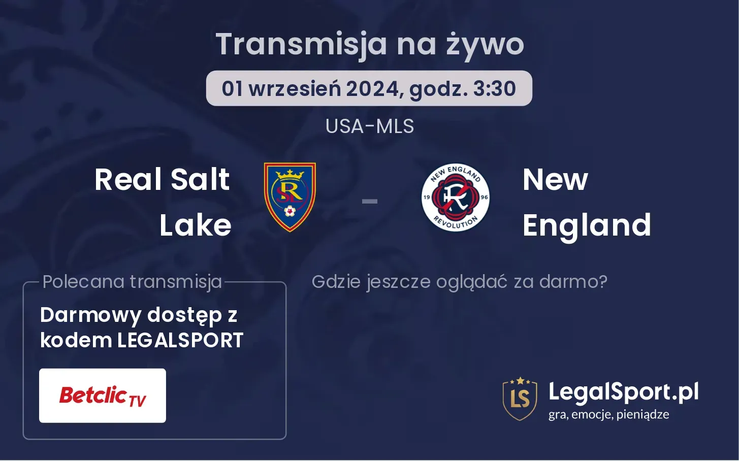 Real Salt Lake - New England gdzie oglądać? 01.09, godz. 03:30