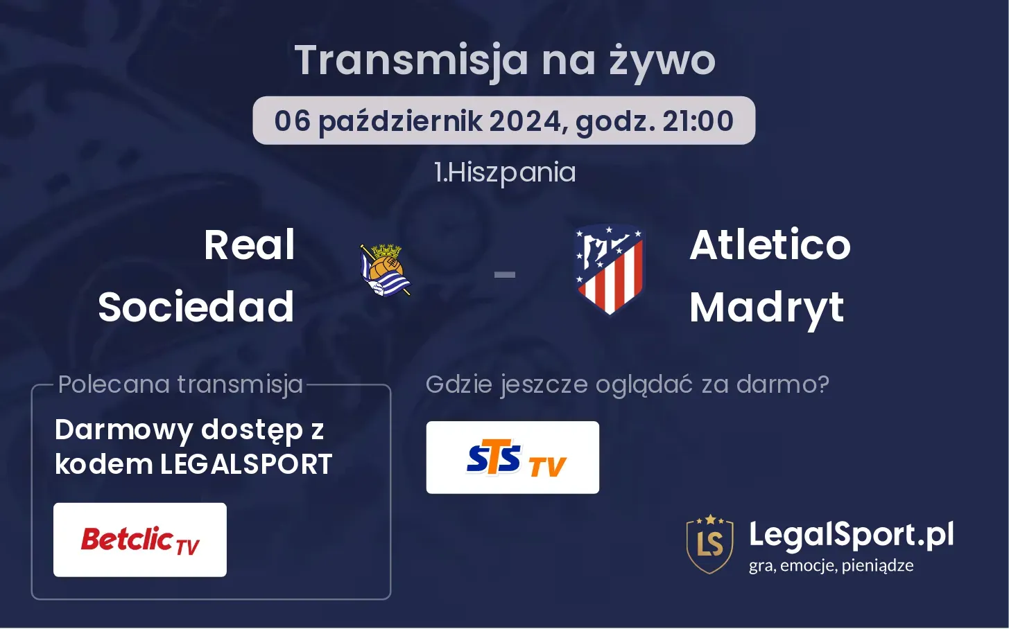 Real Sociedad - Atletico Madryt transmisja na żywo