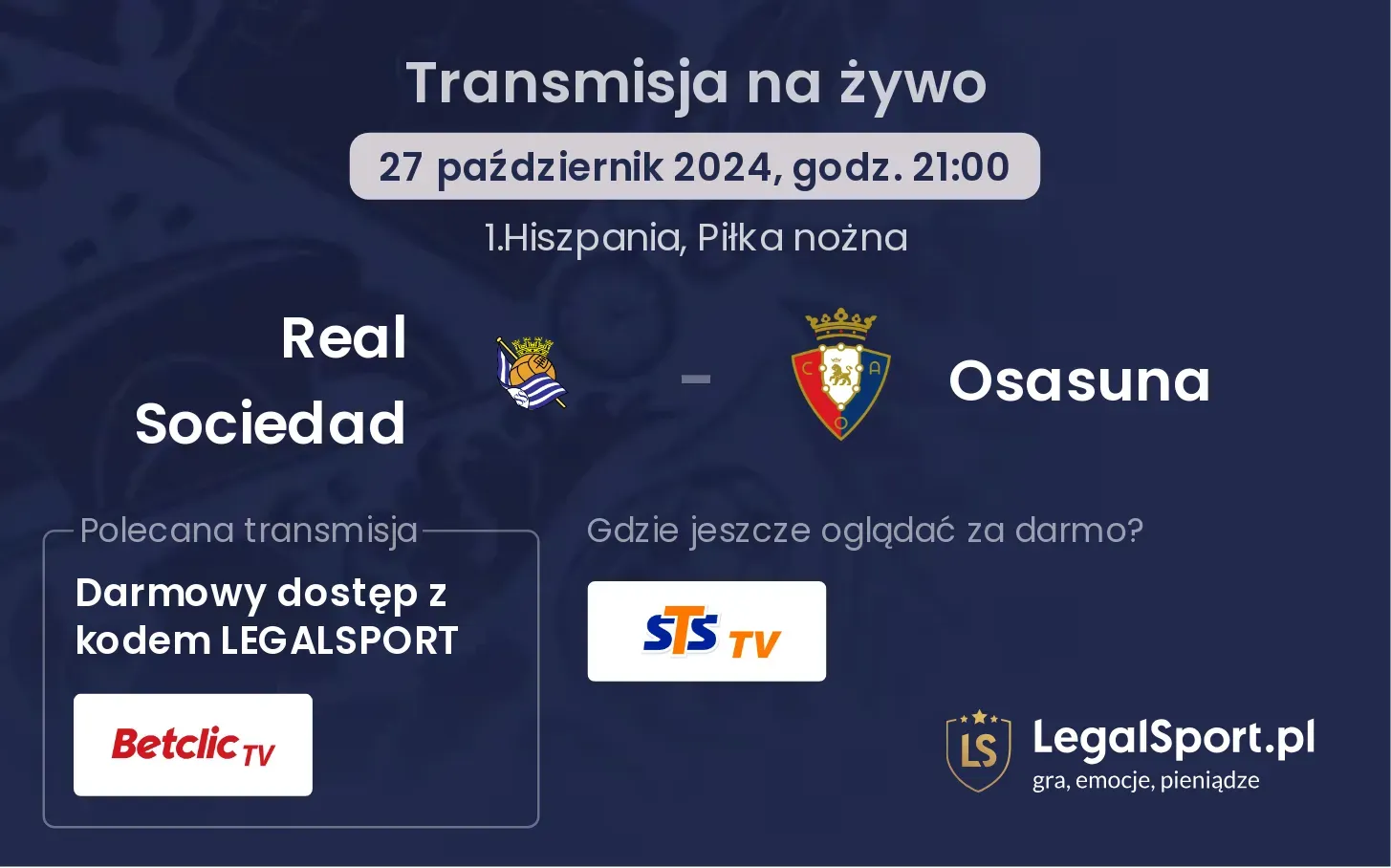 Real Sociedad - Osasuna transmisja na żywo