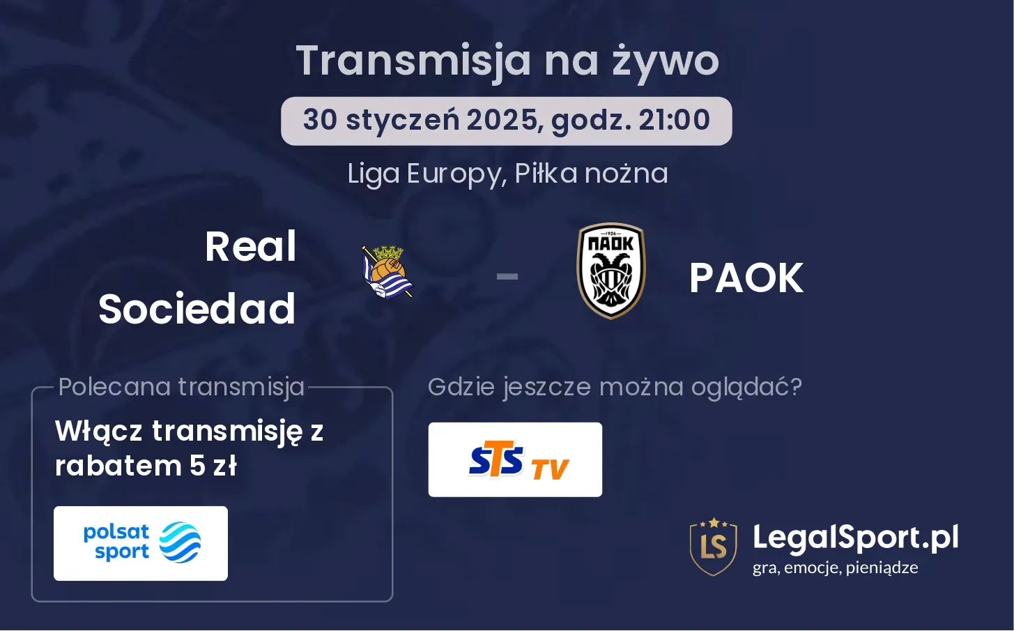 Real Sociedad - PAOK transmisja na żywo