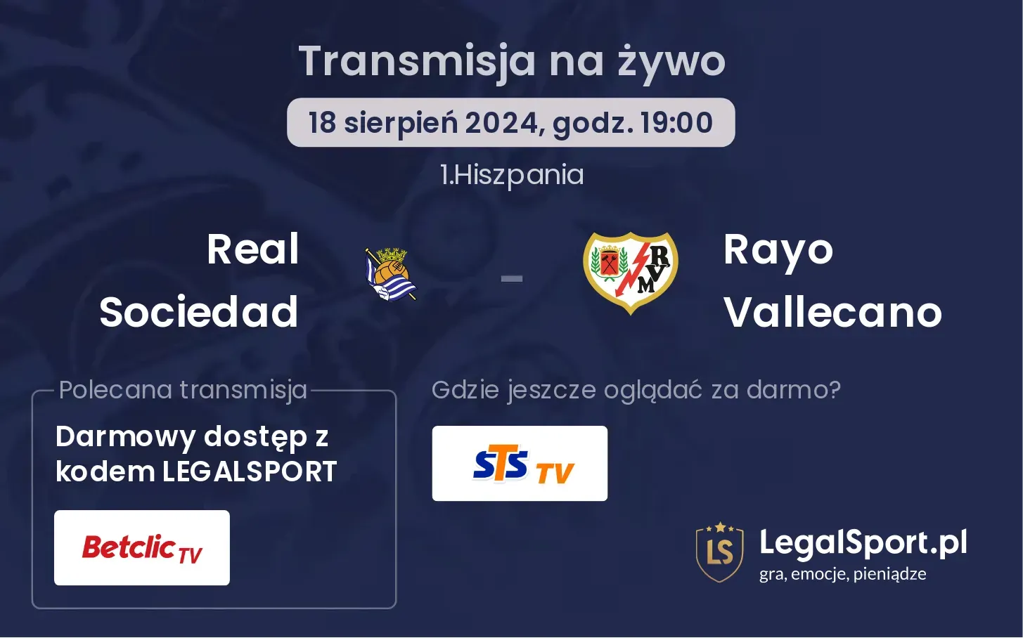 Real Sociedad - Rayo Vallecano transmisja na żywo