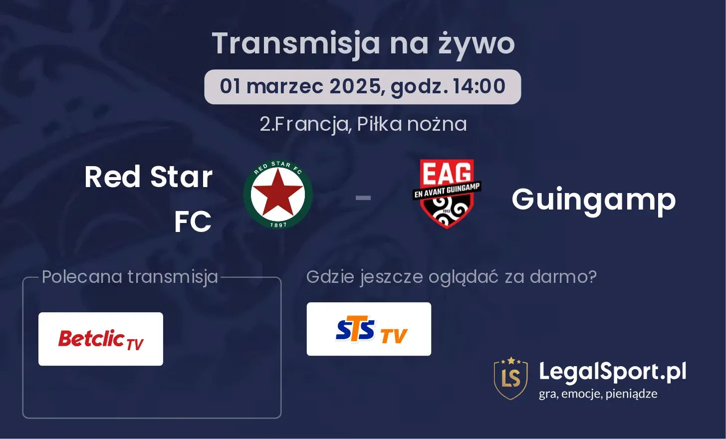 Red Star FC - Guingamp transmisja na żywo