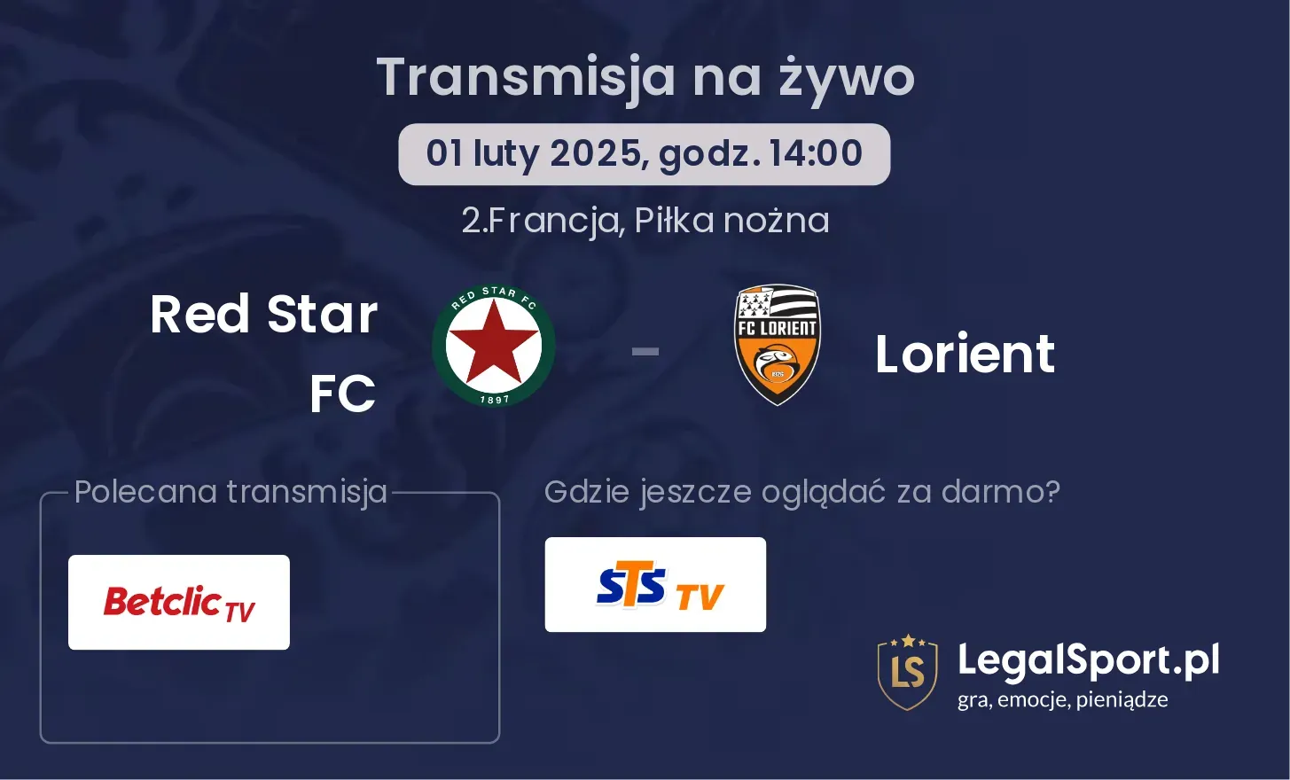 Red Star FC - Lorient transmisja na żywo