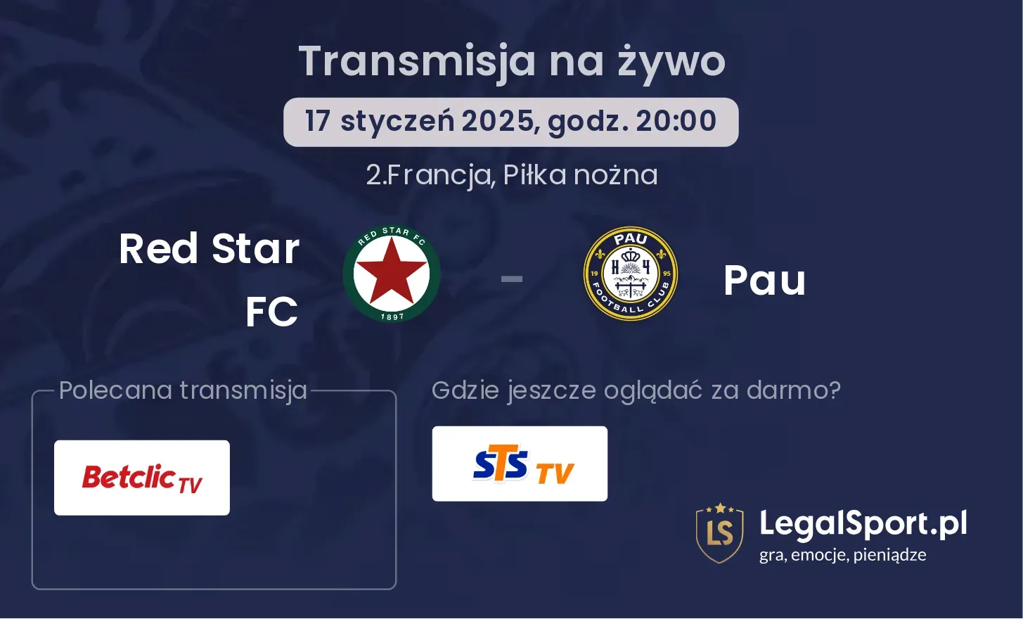 Red Star FC - Pau transmisja na żywo