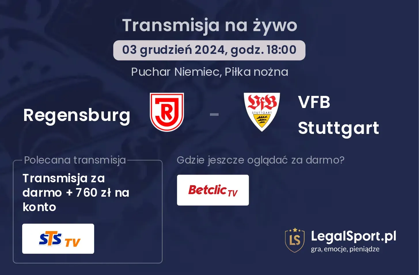 Regensburg - VFB Stuttgart transmisja na żywo