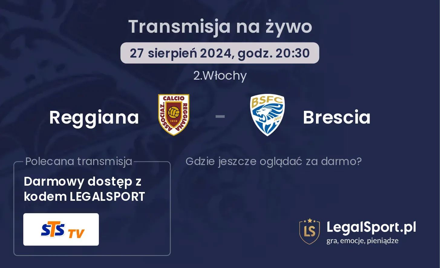 Reggiana - Brescia transmisja na żywo