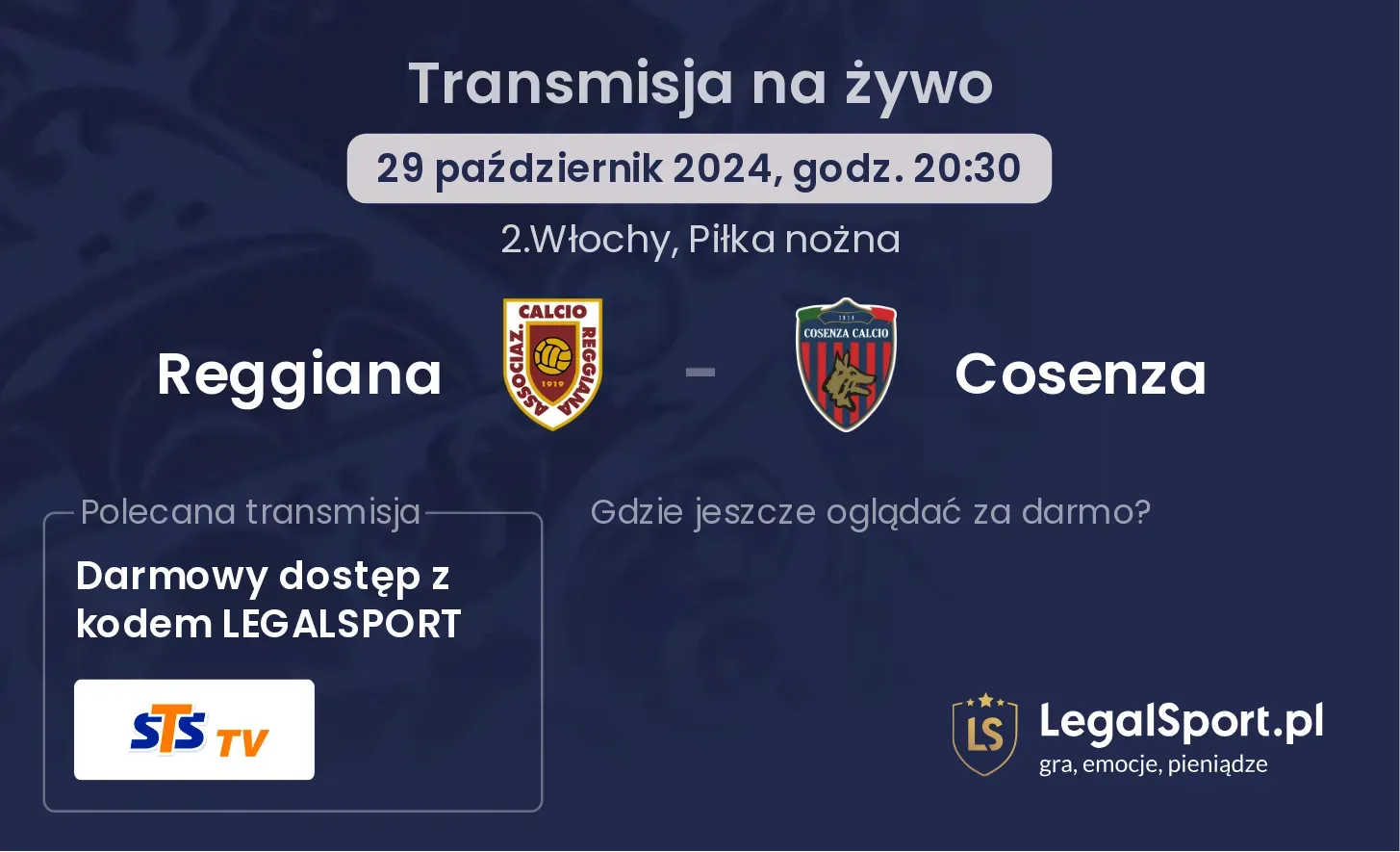 Reggiana - Cosenza transmisja na żywo