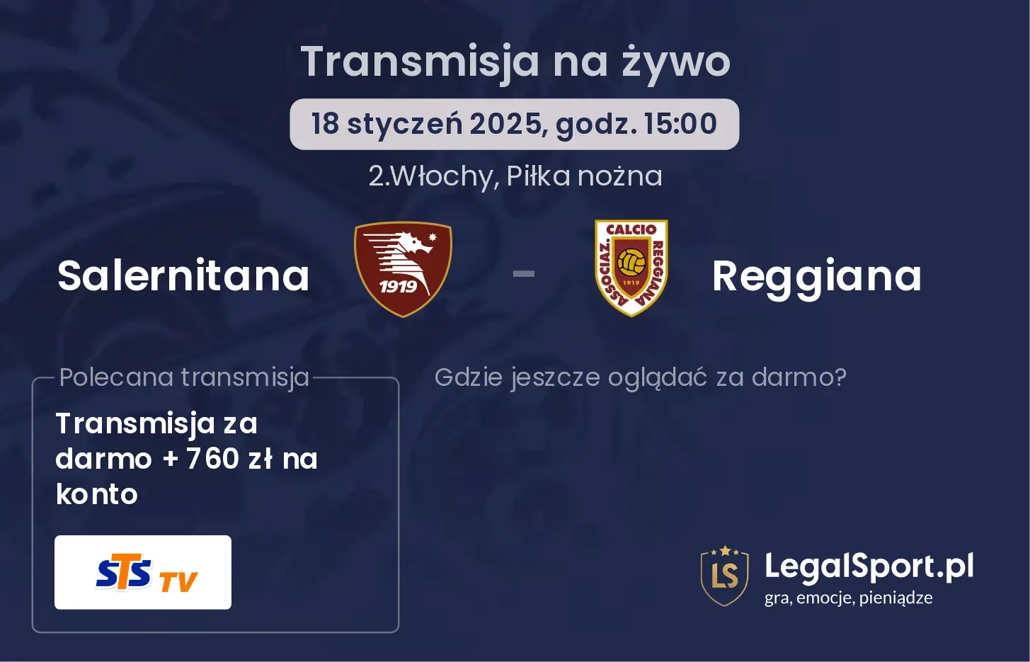 Salernitana - Reggiana gdzie oglądać?