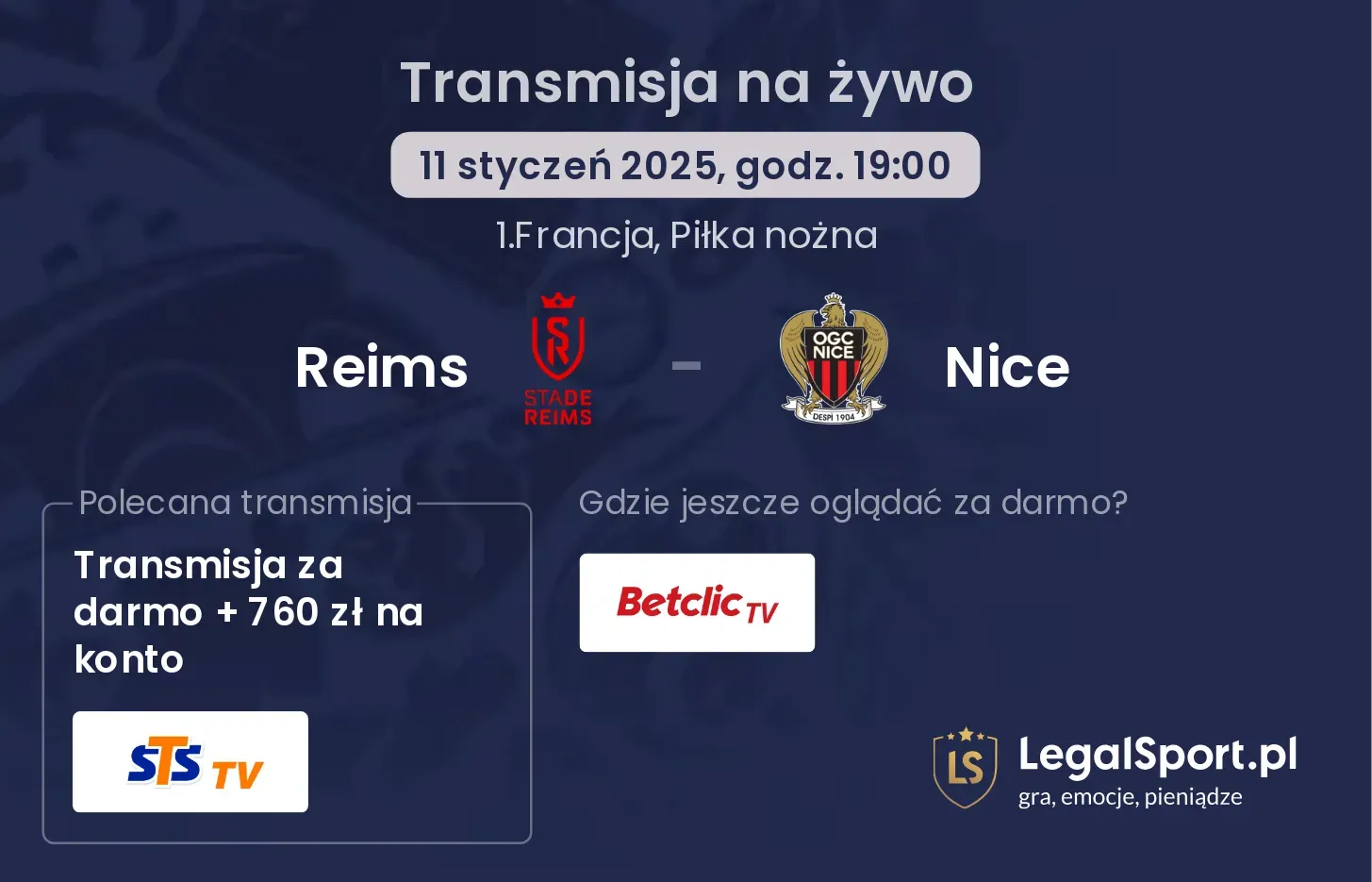 Reims - Nice transmisja na żywo