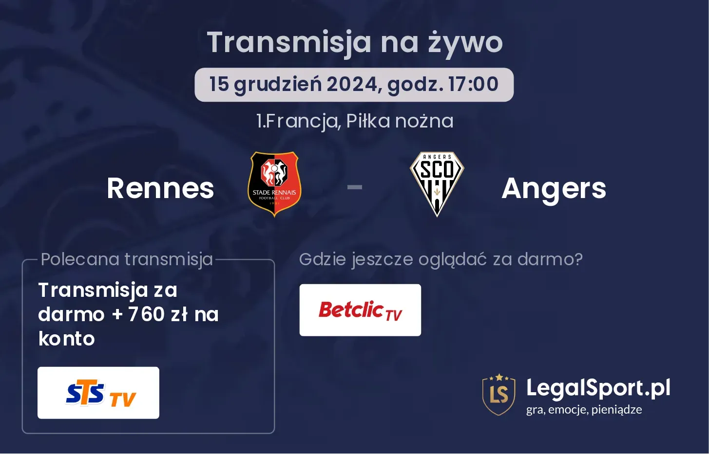 Rennes - Angers transmisja na żywo