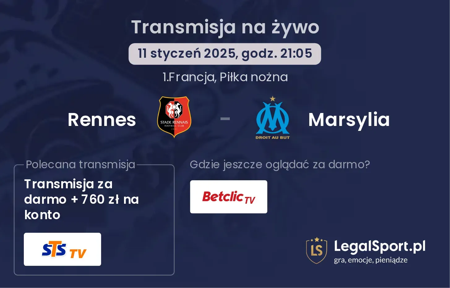 Rennes - Marsylia transmisja na żywo