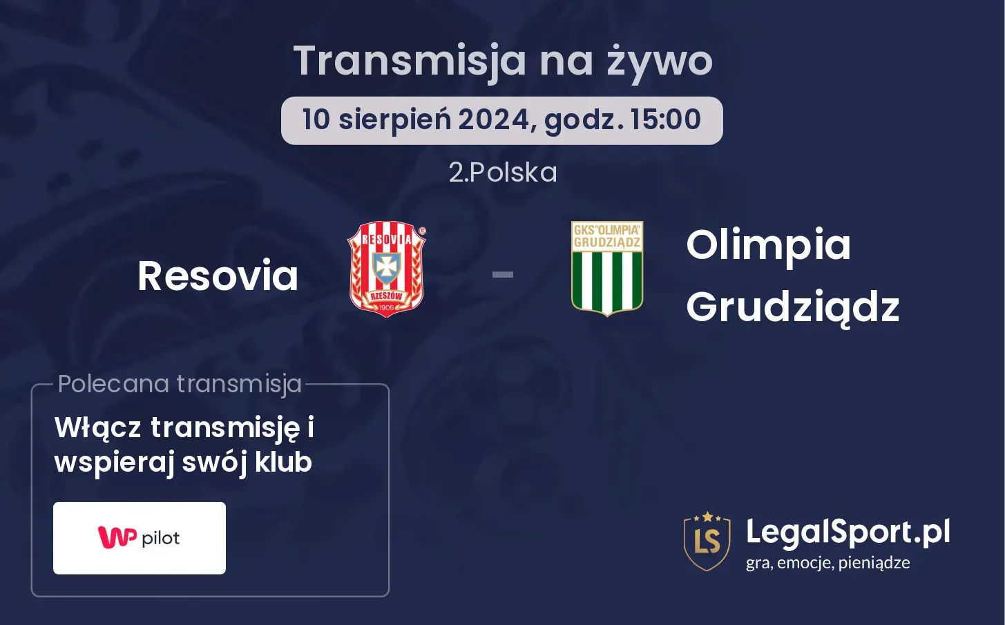 Resovia - Olimpia Grudziądz transmisja na żywo