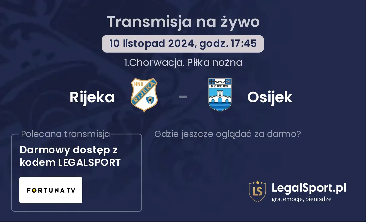 Rijeka - Osijek transmisja na żywo