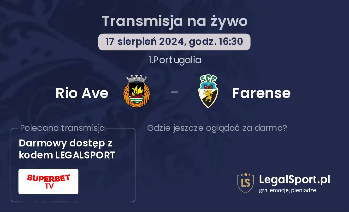 Rio Ave - Farense transmisja na żywo