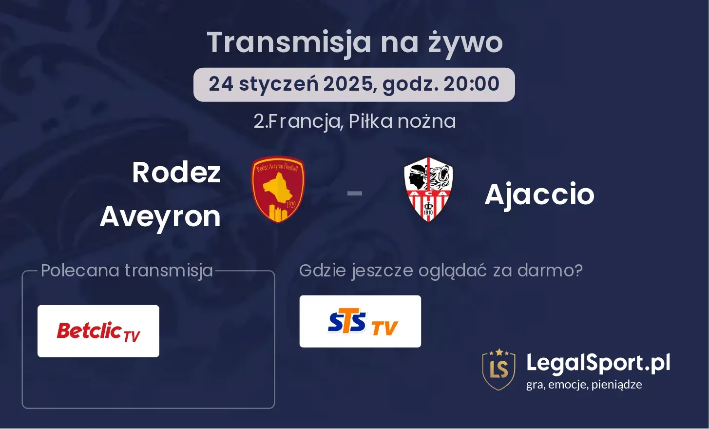 Rodez Aveyron - Ajaccio transmisja na żywo