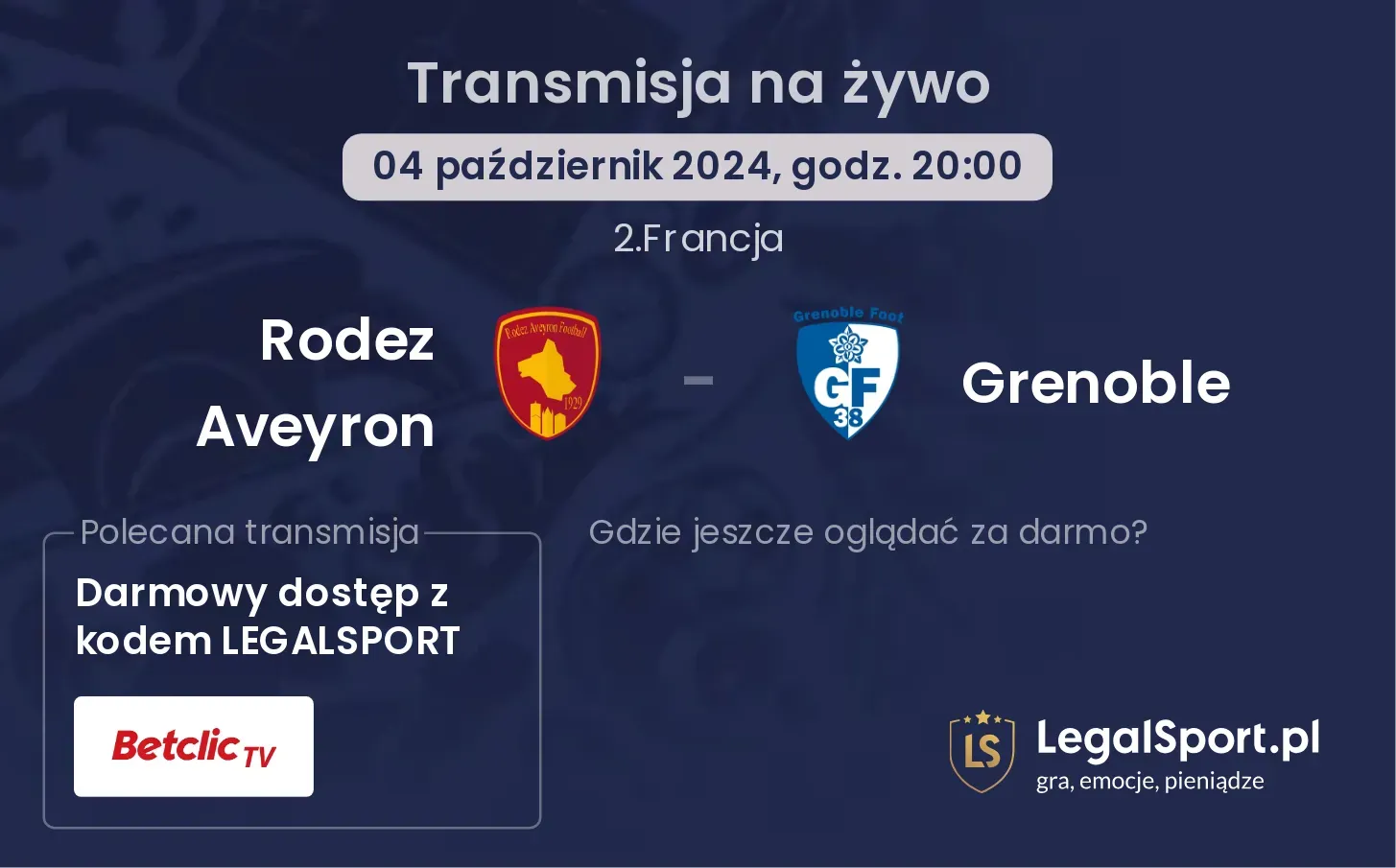 Rodez Aveyron - Grenoble transmisja na żywo