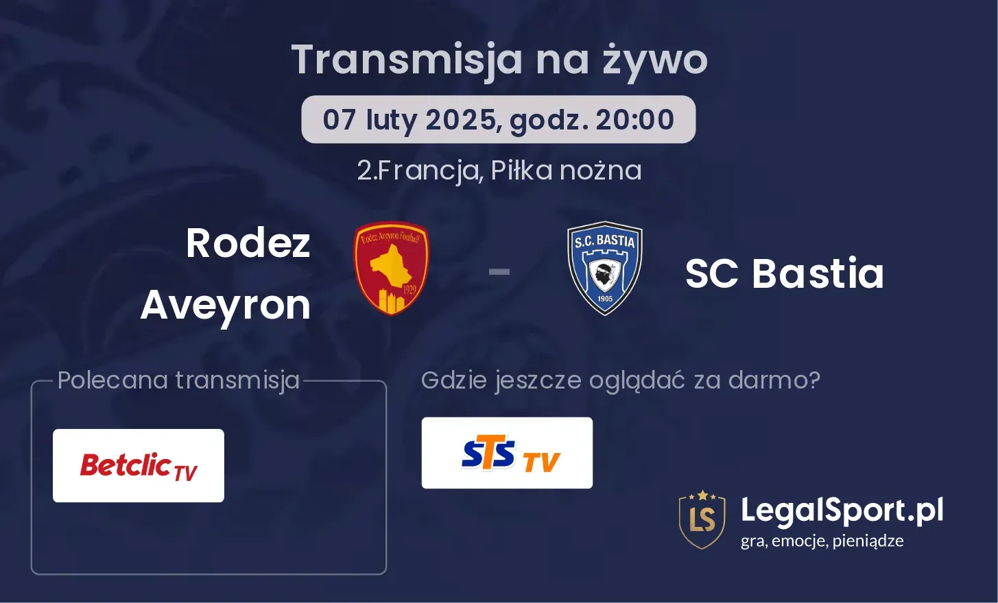 Rodez Aveyron - SC Bastia transmisja na żywo