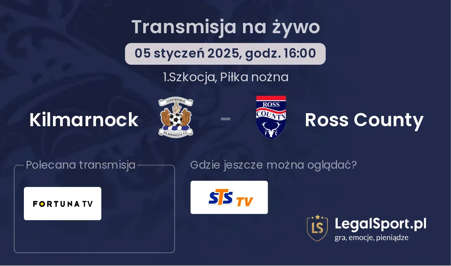 Kilmarnock - Ross County gdzie oglądać transmisję?