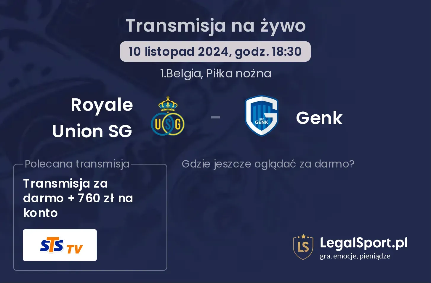 Royale Union SG - Genk transmisja na żywo