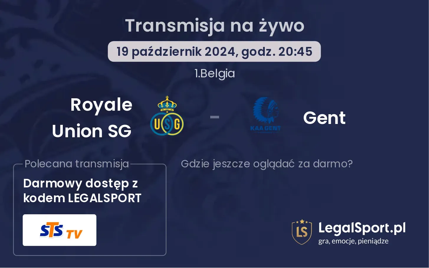 Royale Union SG - Gent transmisja na żywo