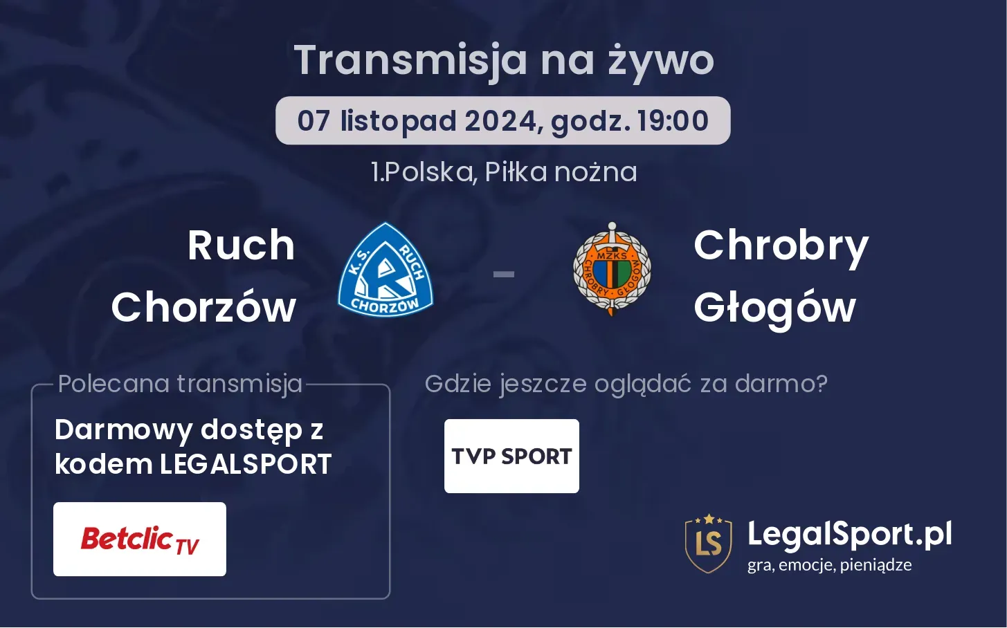 Ruch Chorzów - Chrobry Głogów transmisja na żywo