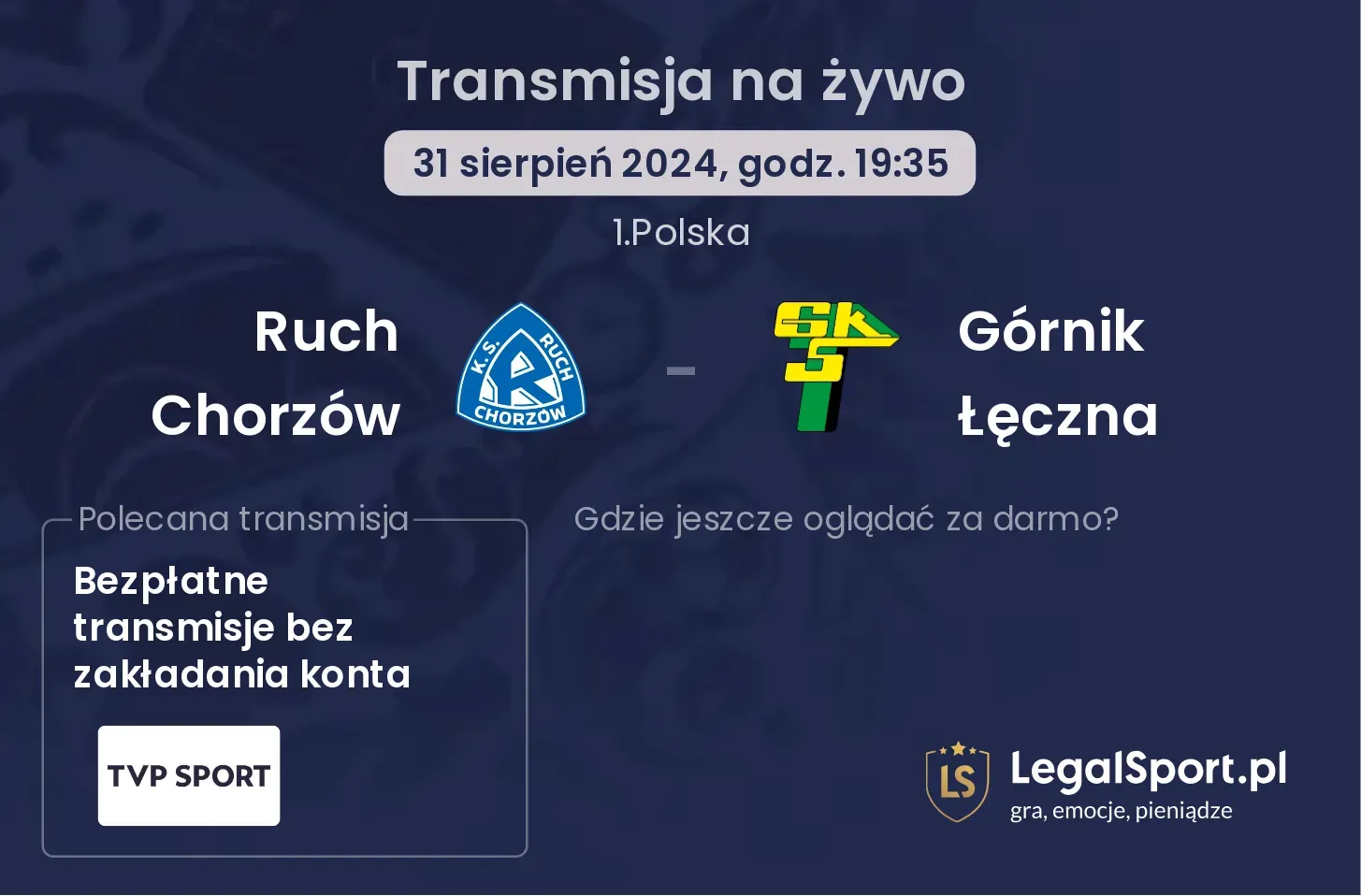 Ruch Chorzów - Górnik Łęczna transmisja na żywo