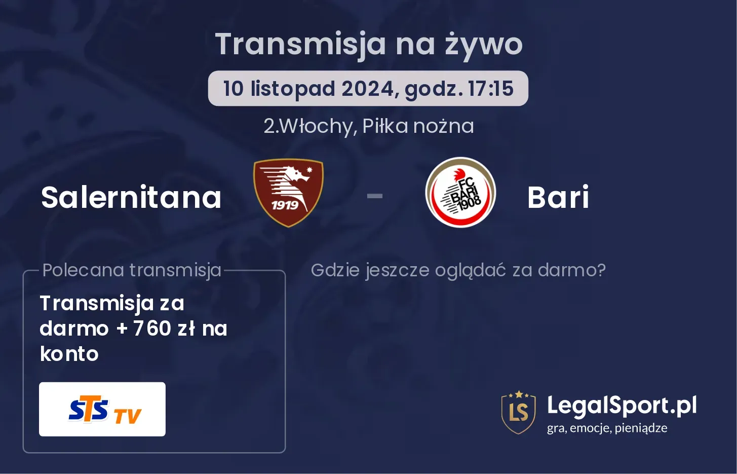 Salernitana - Bari transmisja na żywo