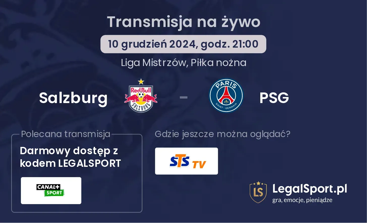 Salzburg - PSG transmisja na żywo