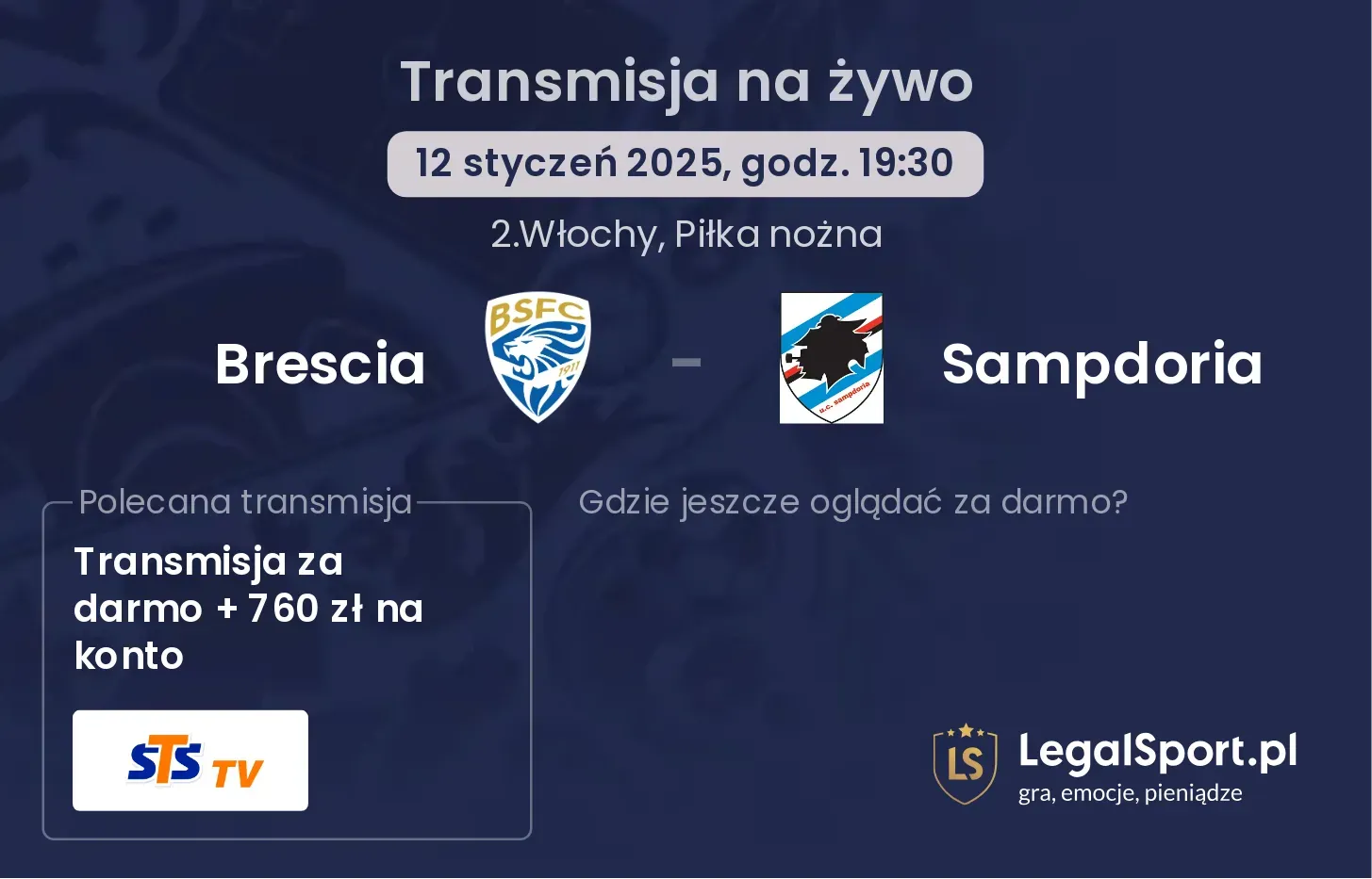 Brescia - Sampdoria gdzie oglądać?