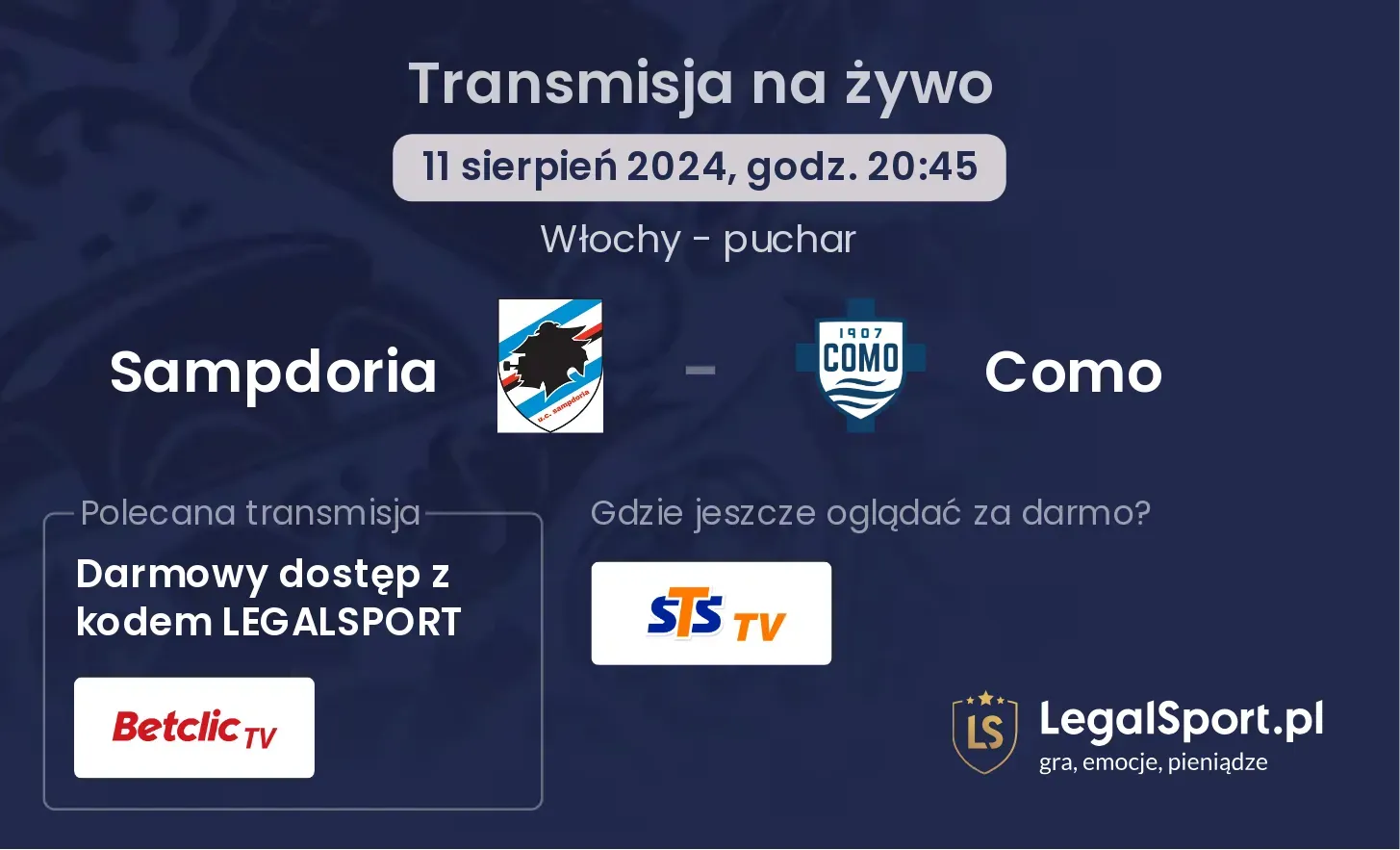 Sampdoria - Como transmisja na żywo