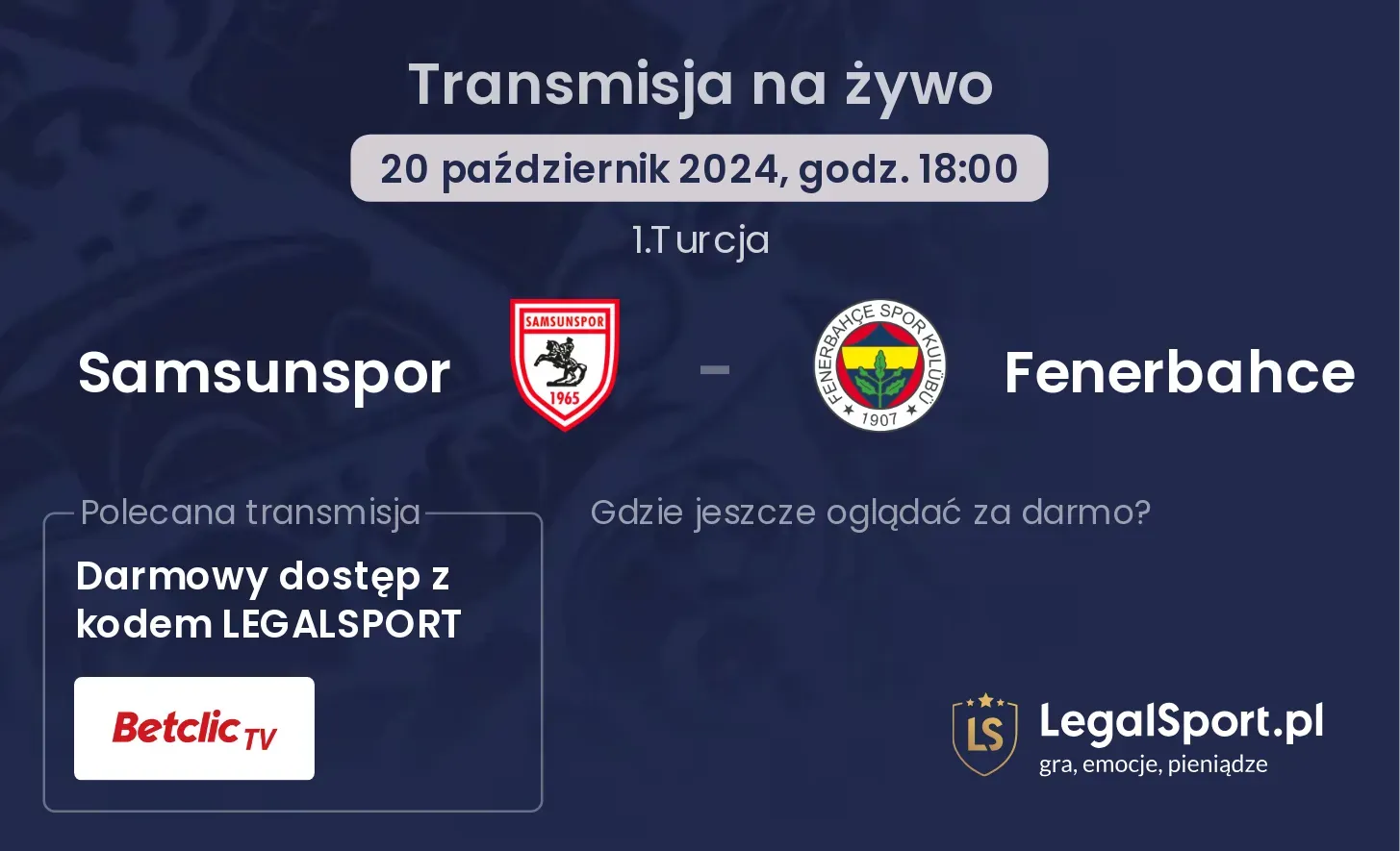 Samsunspor - Fenerbahce transmisja na żywo