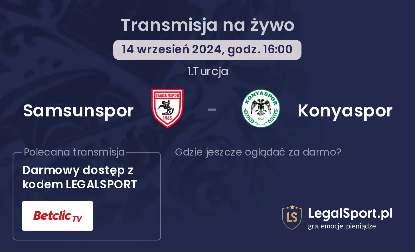 Samsunspor - Konyaspor transmisja na żywo