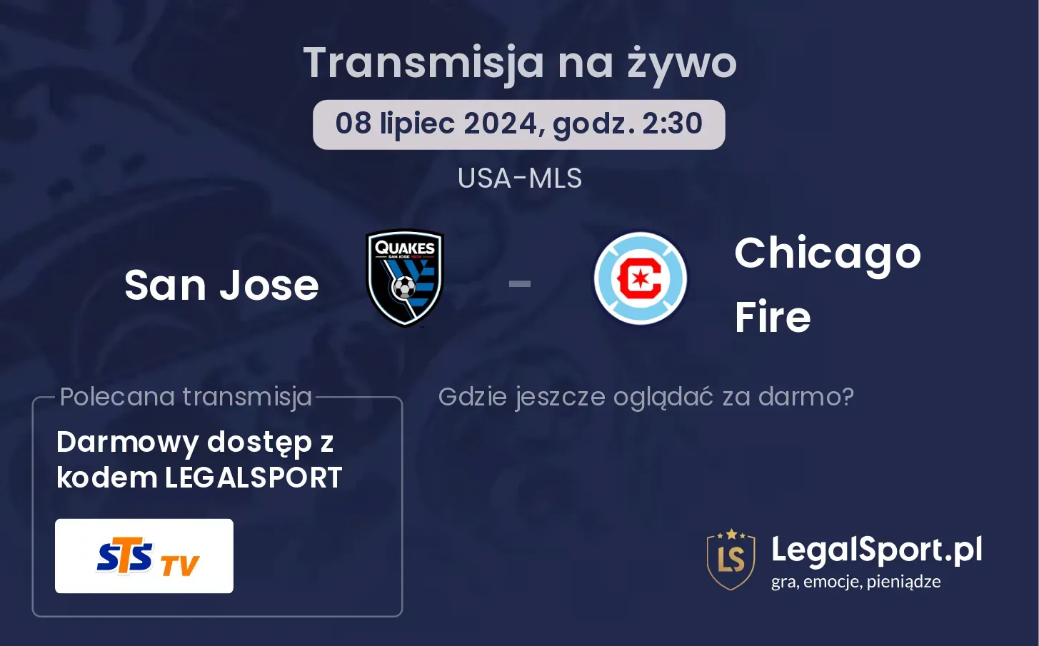 San Jose - Chicago Fire transmisja na żywo