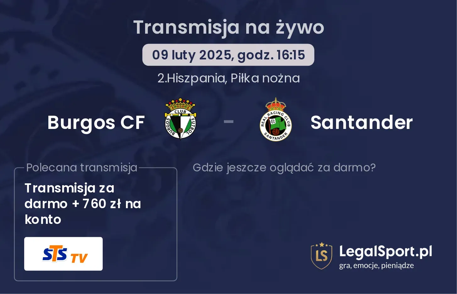 Santander - Burgos CF transmisja na żywo