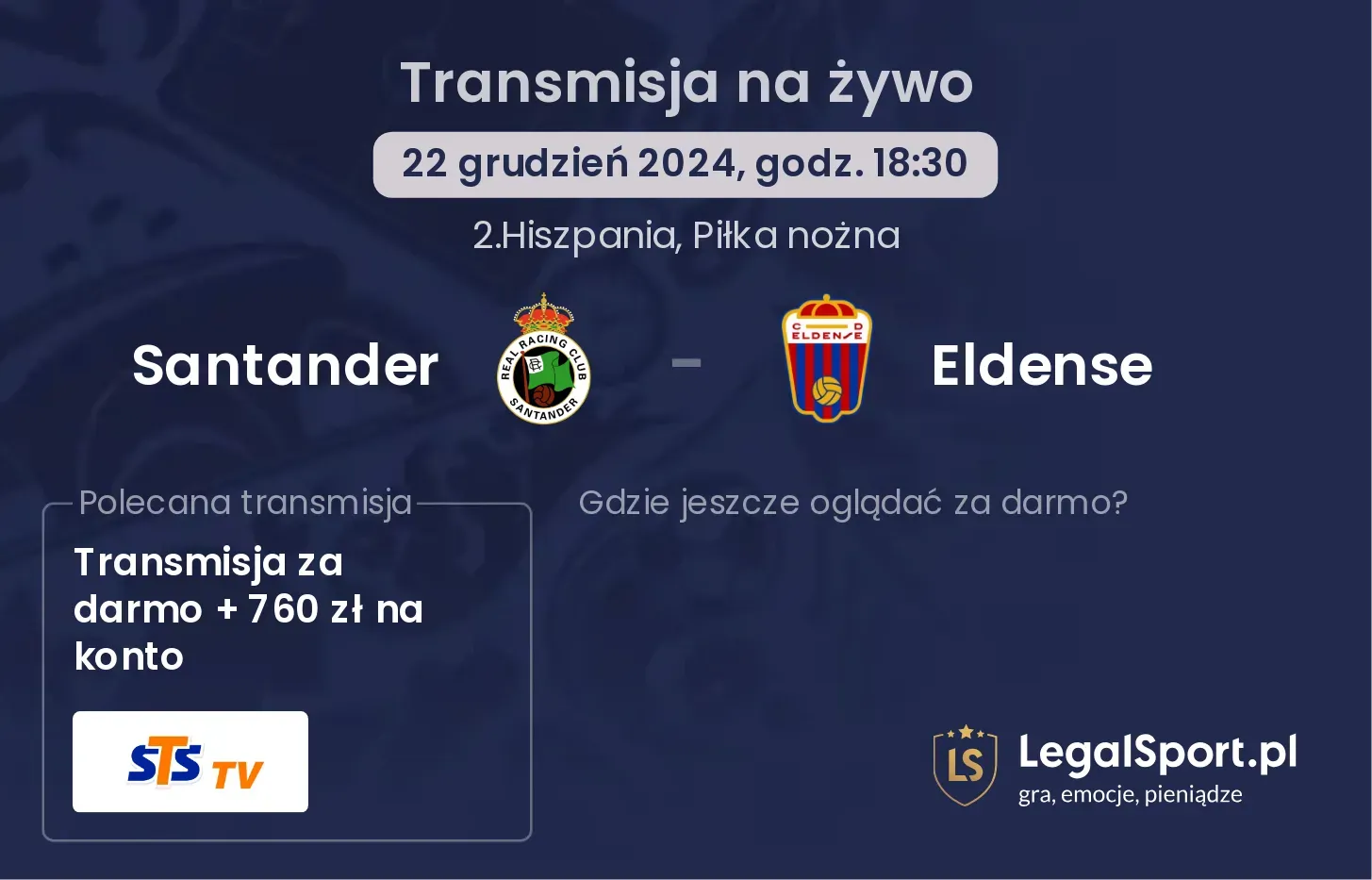 Santander - Eldense transmisja na żywo