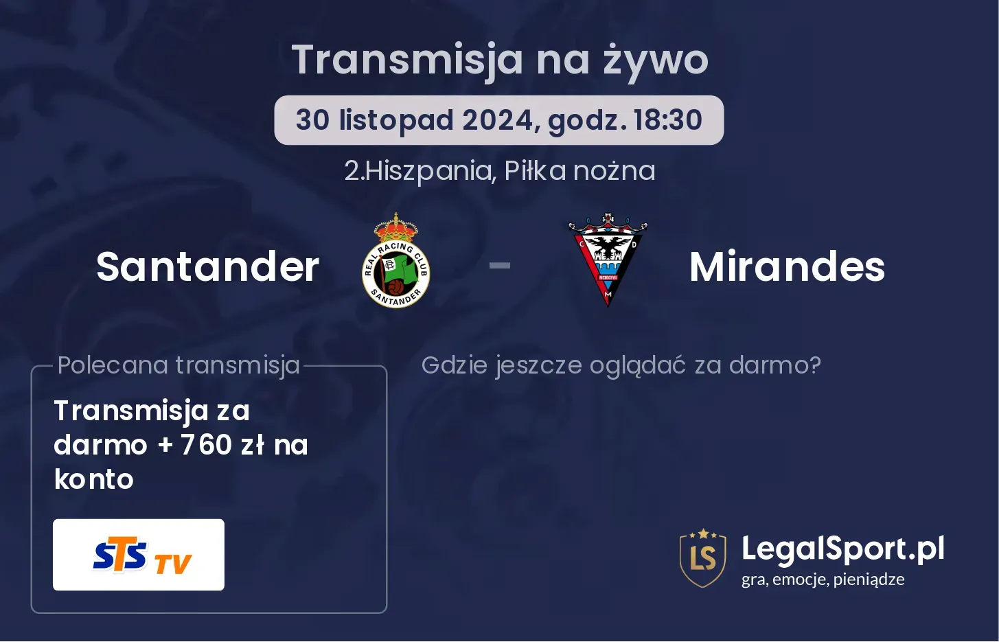 Santander - Mirandes transmisja na żywo