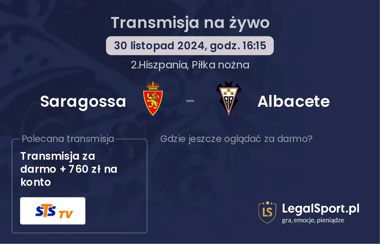 Saragossa - Albacete transmisja na żywo