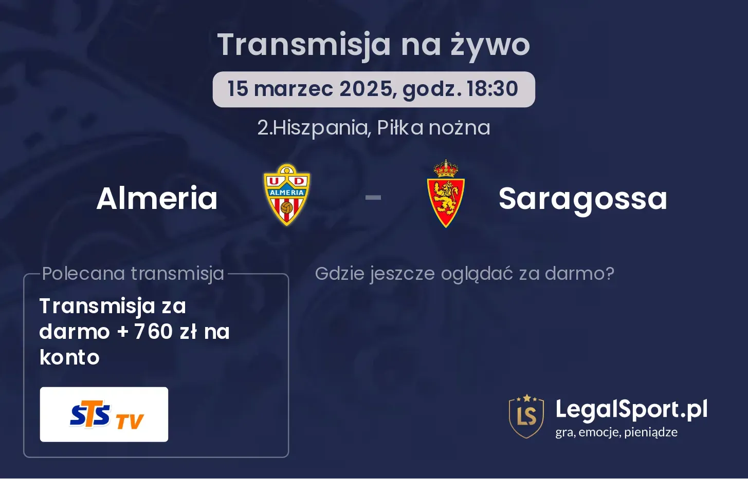 Almeria - Saragossa gdzie oglądać?