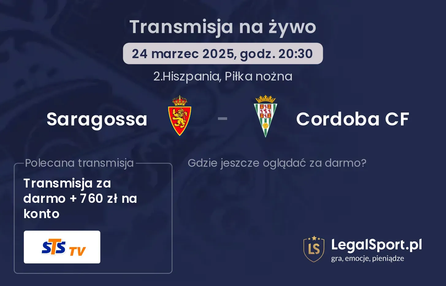 Saragossa - Cordoba CF transmisja na żywo