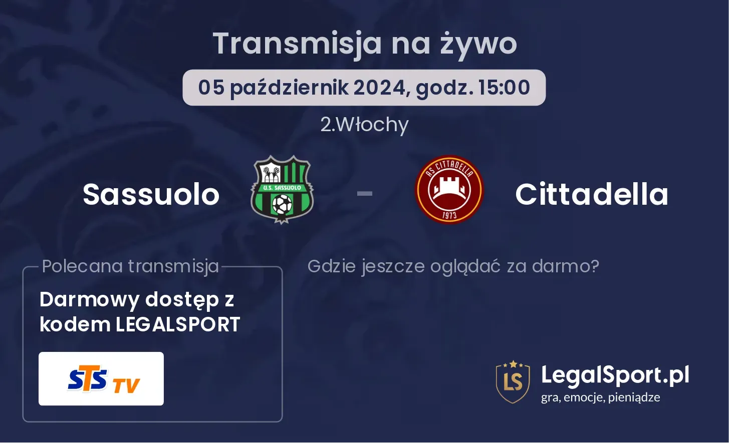 Sassuolo - Cittadella transmisja na żywo