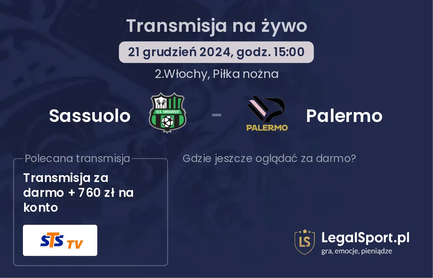 Sassuolo - Palermo transmisja na żywo