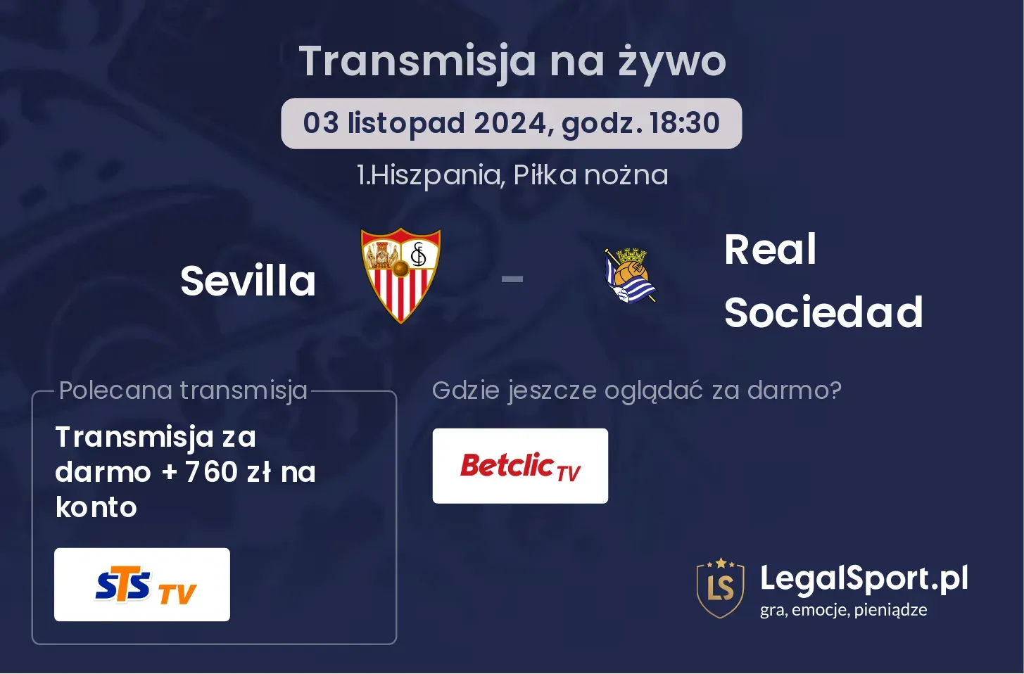 Sevilla - Real Sociedad transmisja na żywo