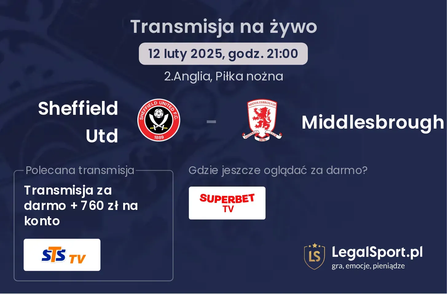 Sheffield Utd - Middlesbrough transmisja na żywo