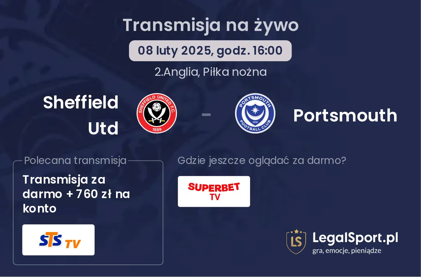 Sheffield Utd - Portsmouth transmisja na żywo